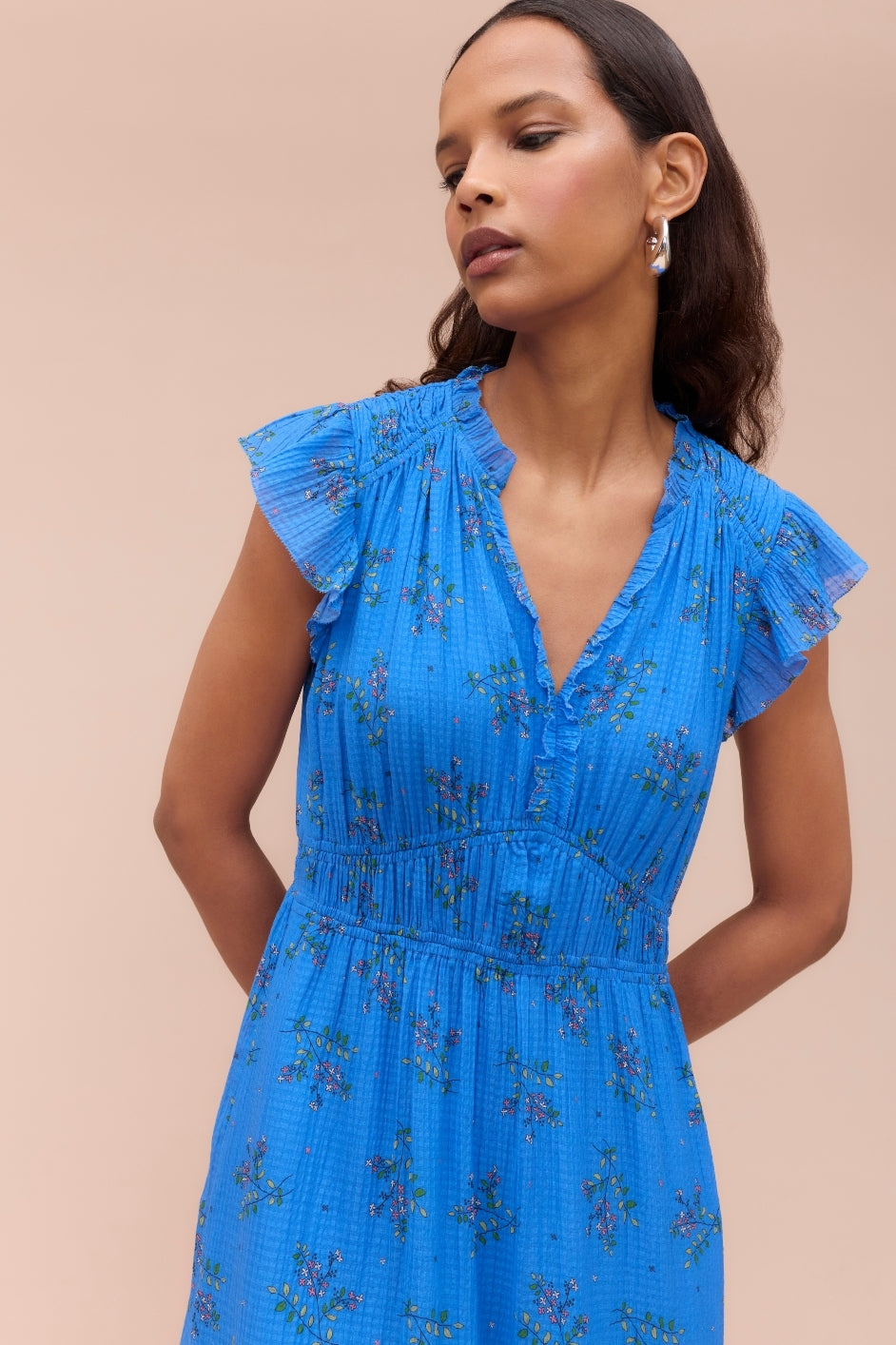 Miah Silk Blend Dress - Regatta Blue