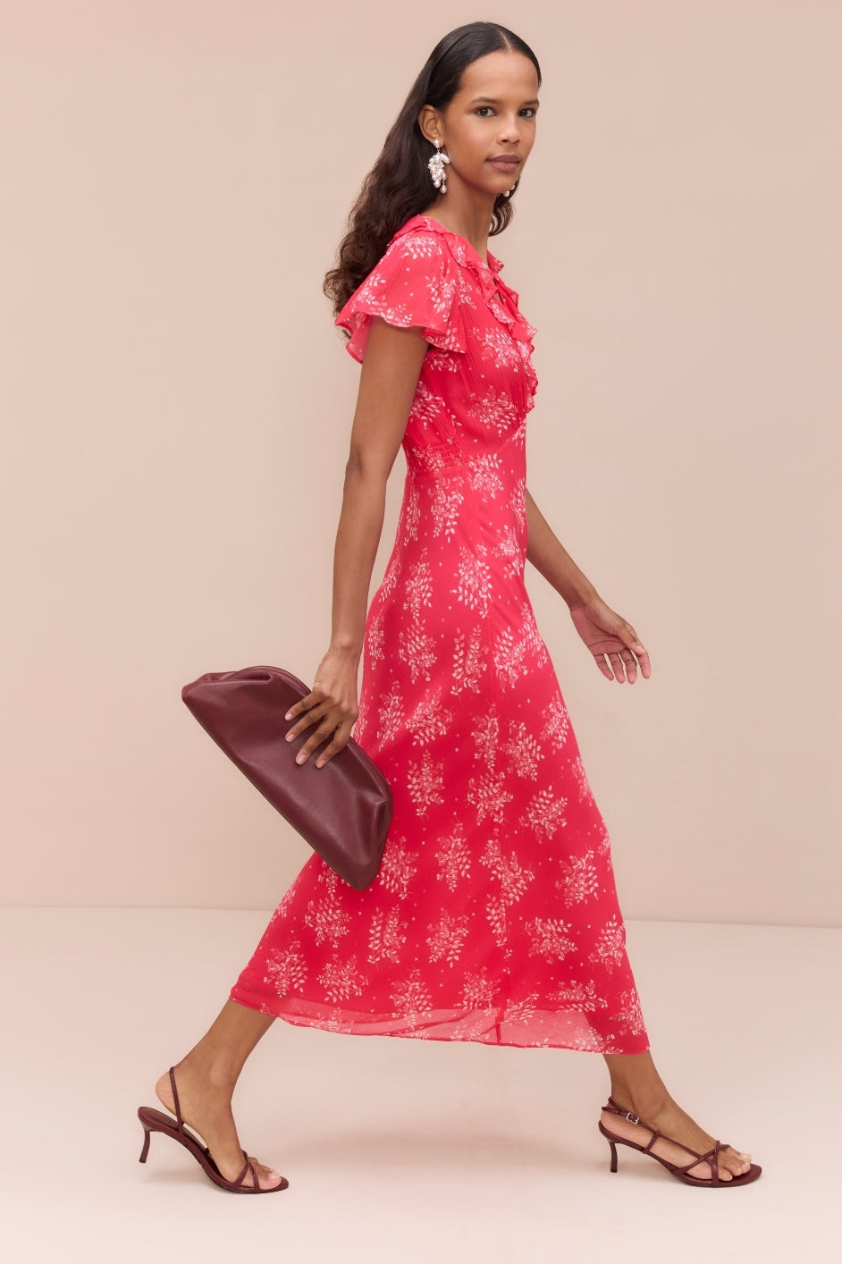 Annabelle Silk Blend Dress - Peony Whimsical Sprig – WYSE London