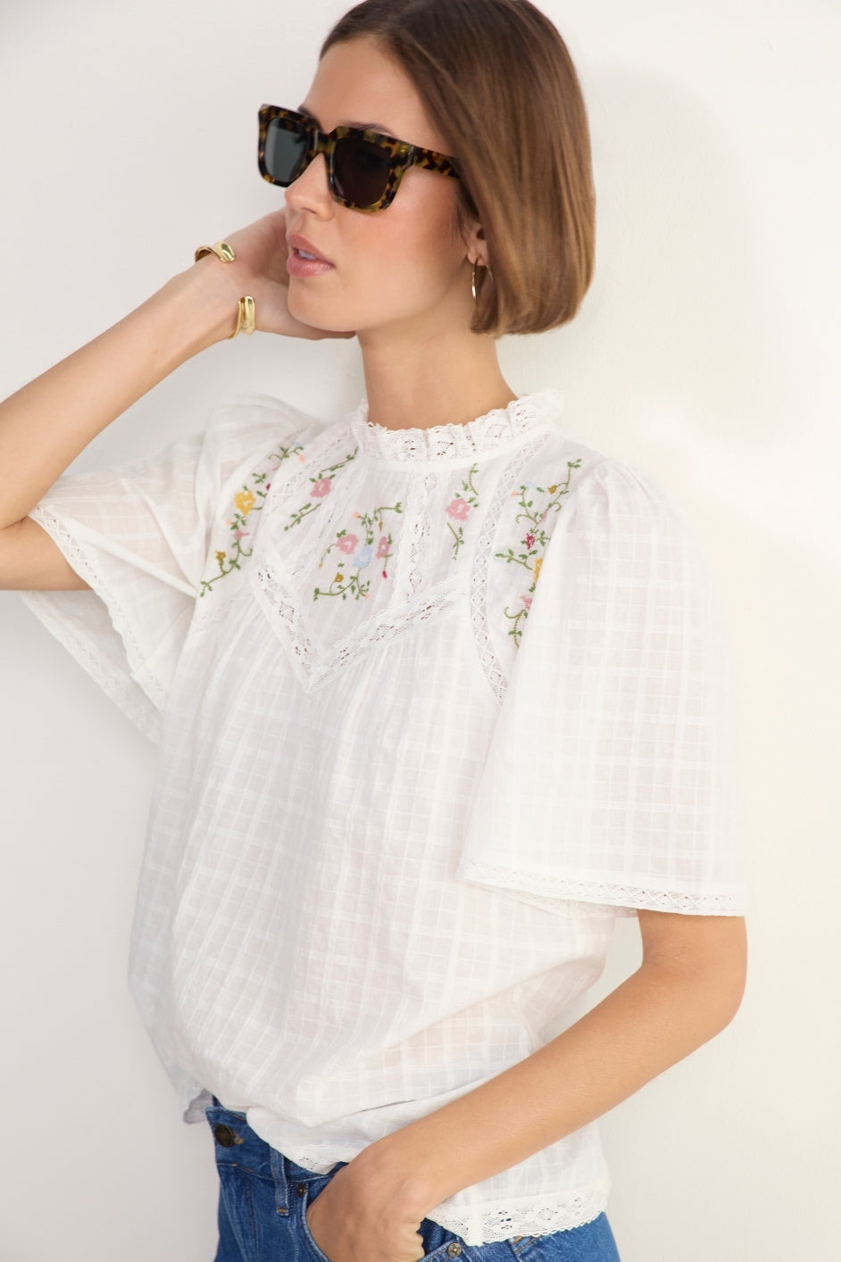 Sylvie Top - Ivory Embroidery