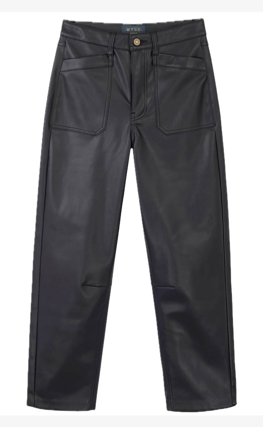 Kaya Cargo Barrel Faux Leather Trouser - Black