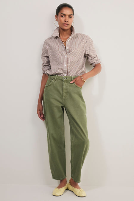 Abbey Barrel Leg Jean - Khaki