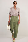 Abbey Barrel Leg Jean - Khaki