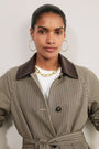 Addie Check Trench Coat - Beige/Chocolate Check
