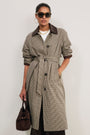 Addie Check Trench Coat - Beige/Chocolate Check