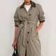 Addie Check Trench Coat - Beige/Chocolate Check