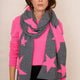 Adelina Star Scarf - Grey/Neon Pink