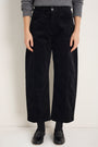 Aimee Horseshoe Cotton Velvet Trouser - Black