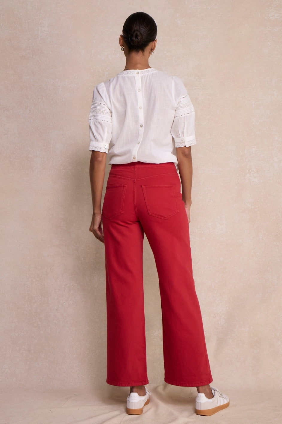 Alana Straight Leg Drawcord Jean - Red