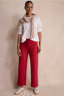 Alana Straight Leg Drawcord Jean - Red