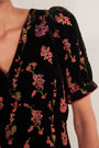 Alexandra Silk Velvet Devore Dress - Rose Floral