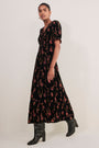 Alexandra Silk Velvet Devore Dress - Rose Floral