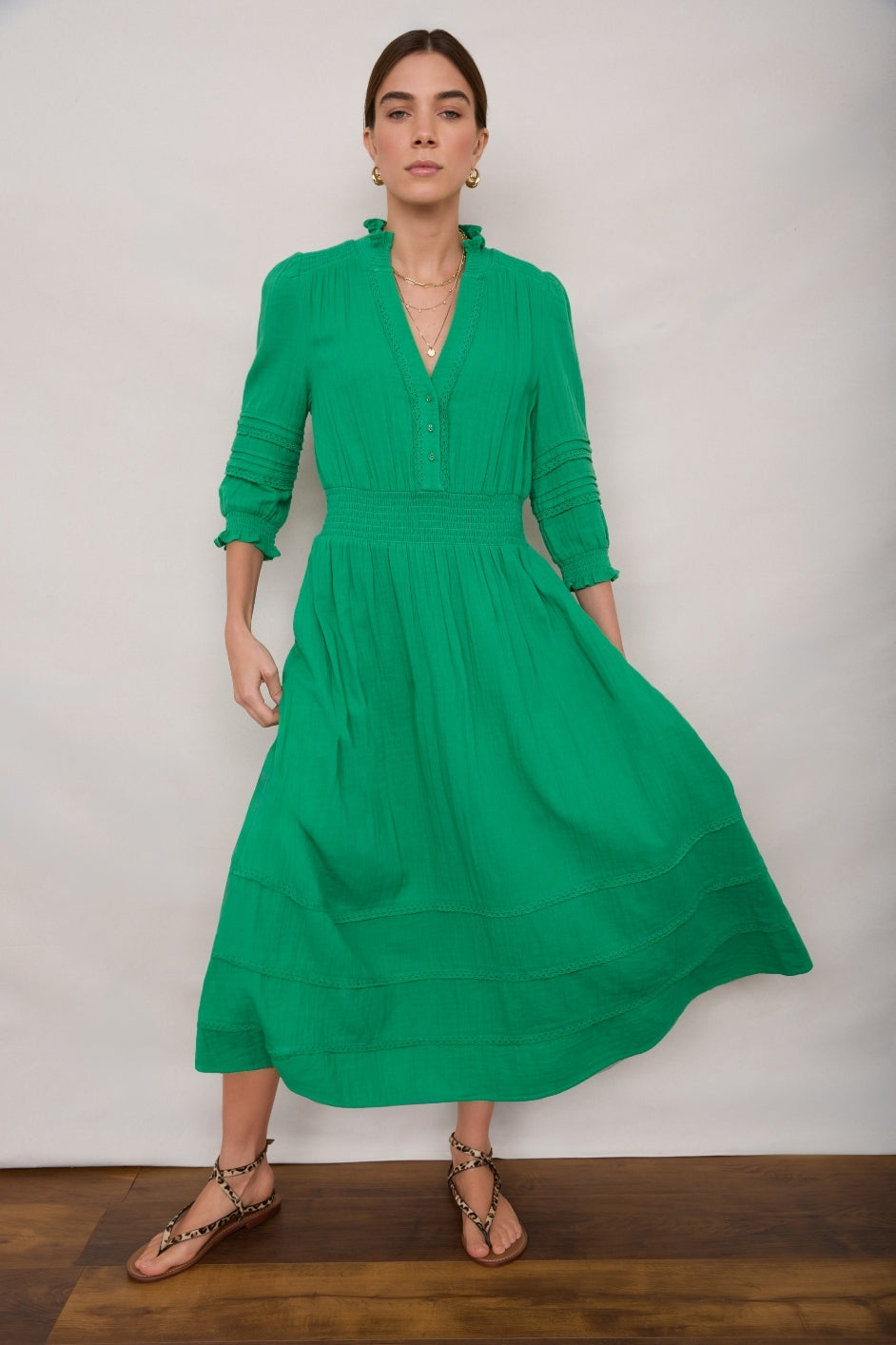 Alina Cheesecloth Dress - Jade Green – WYSE London