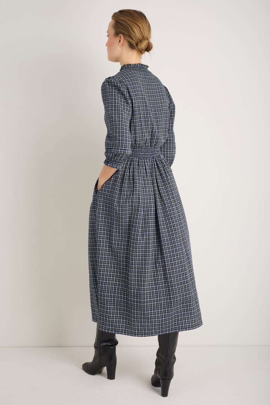 Alina Dress - Midnight/Green Check