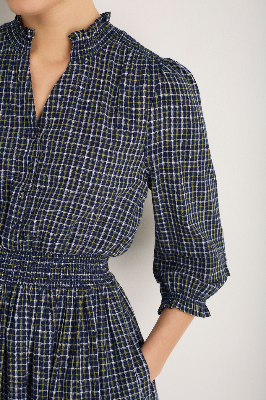 Alina Dress - Midnight/Green Check