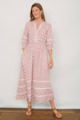 Alina Dress - Ivory/ Pink Woodblock
