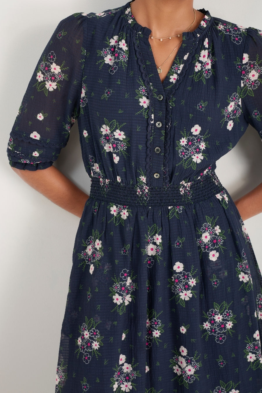 Alina Silk Blend Dress - Midnight Spaced Floral