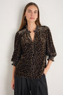 Alina Silk Velvet Blouse - Leopard