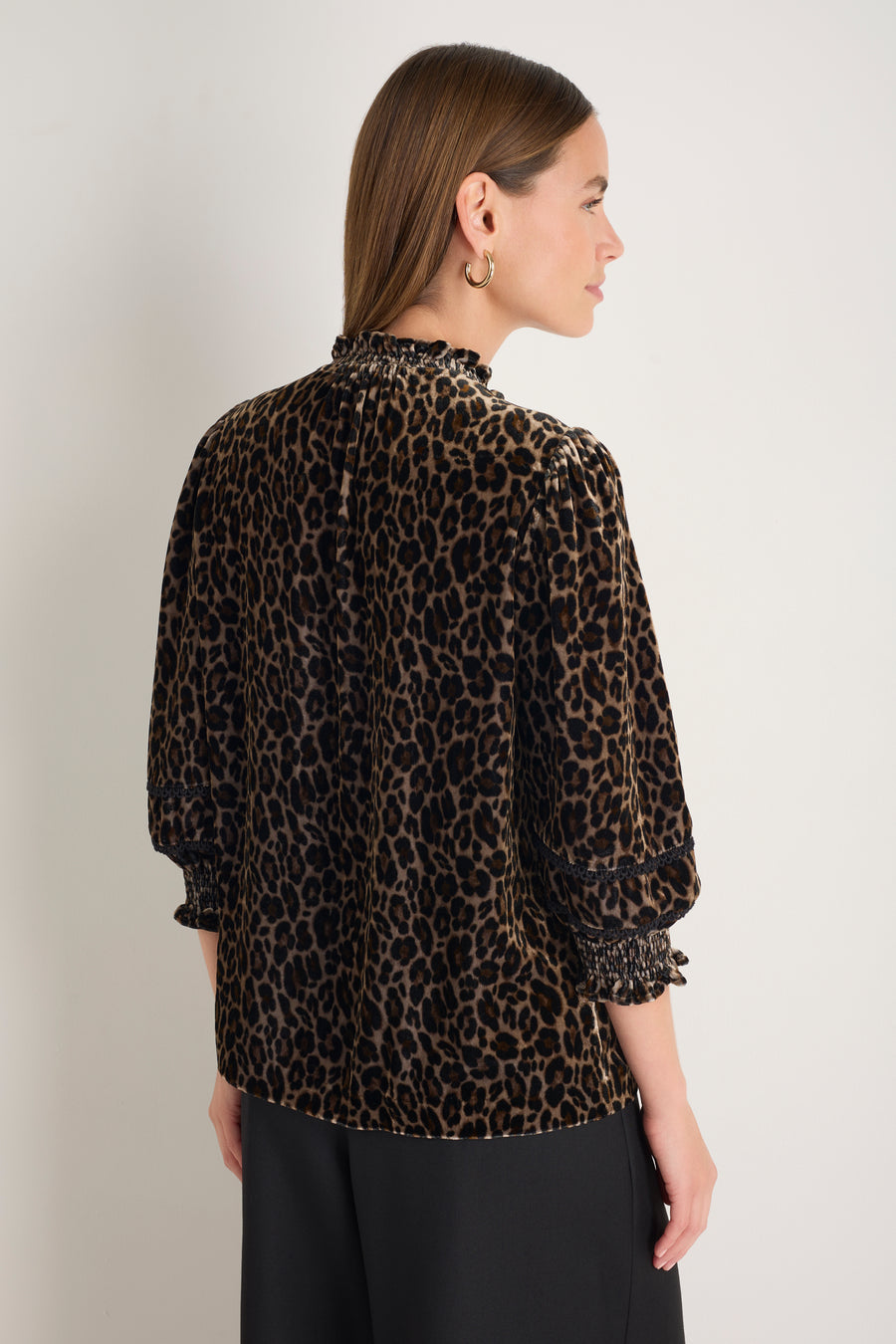 Alina Silk Velvet Blouse - Leopard