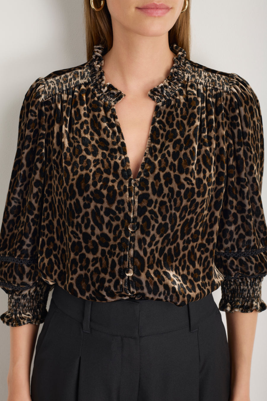 Alina Silk Velvet Blouse - Leopard