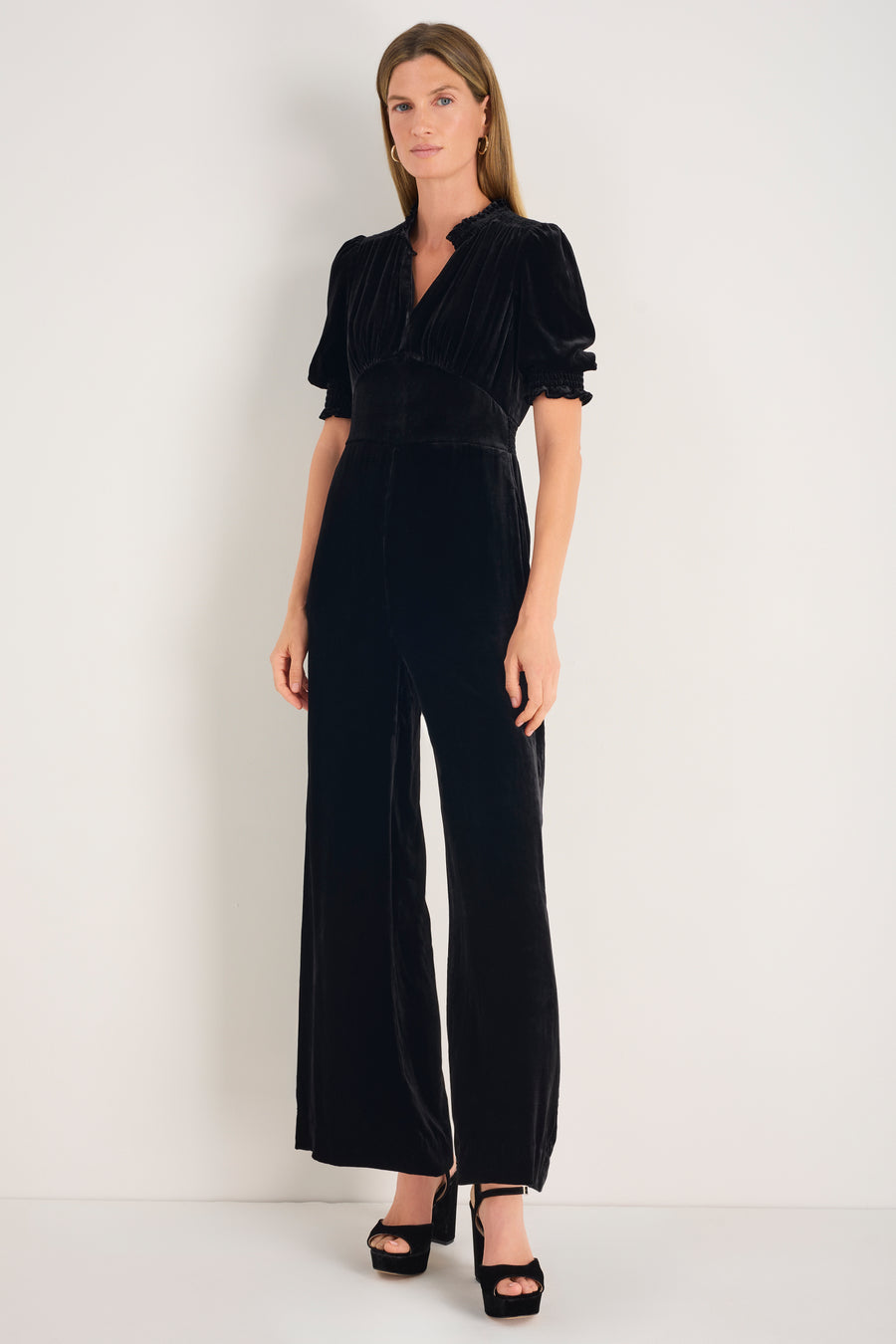 Alina Silk Velvet Jumpsuit - Black