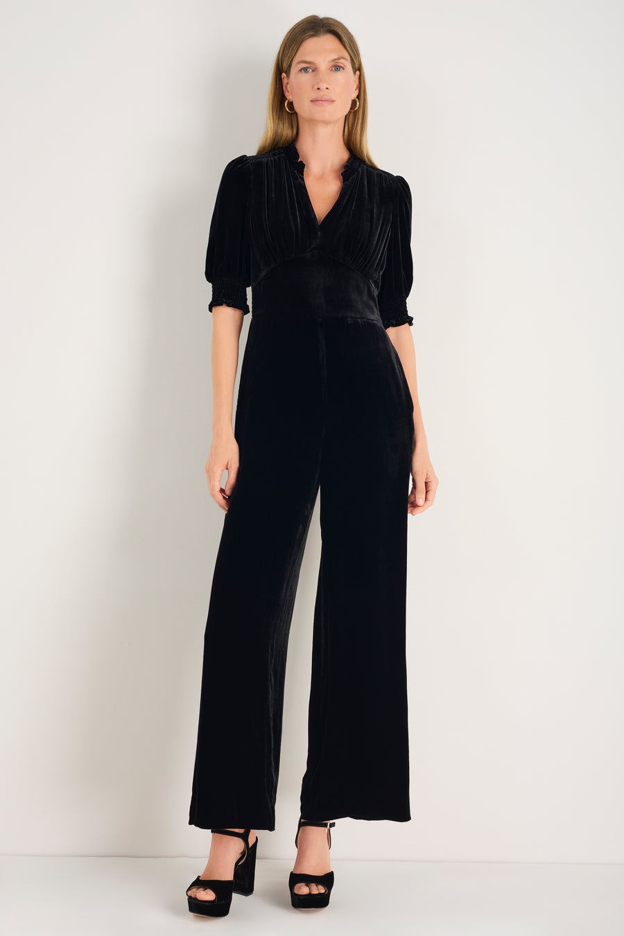 Alina Silk Velvet Jumpsuit - Black