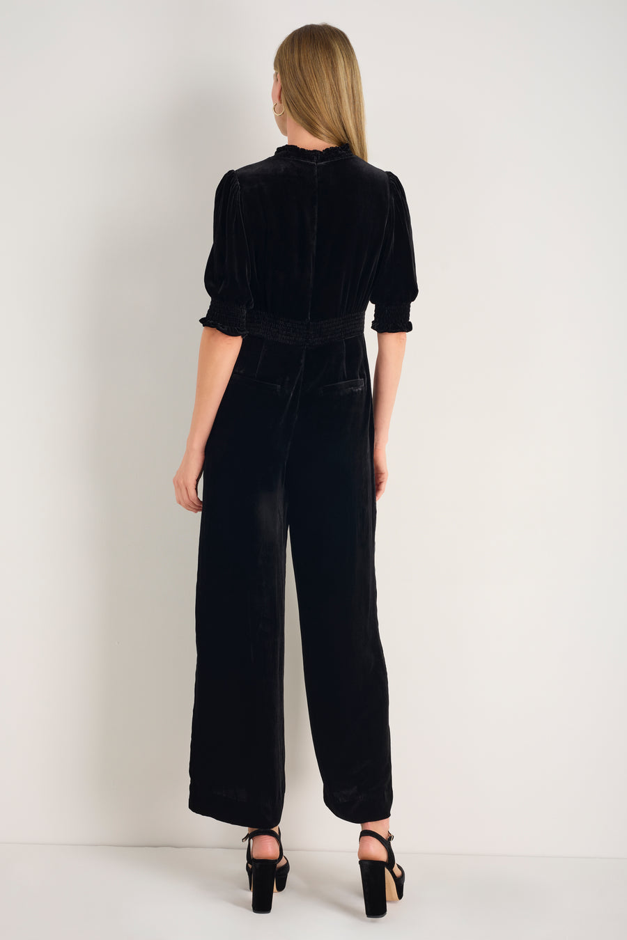 Alina Silk Velvet Jumpsuit - Black