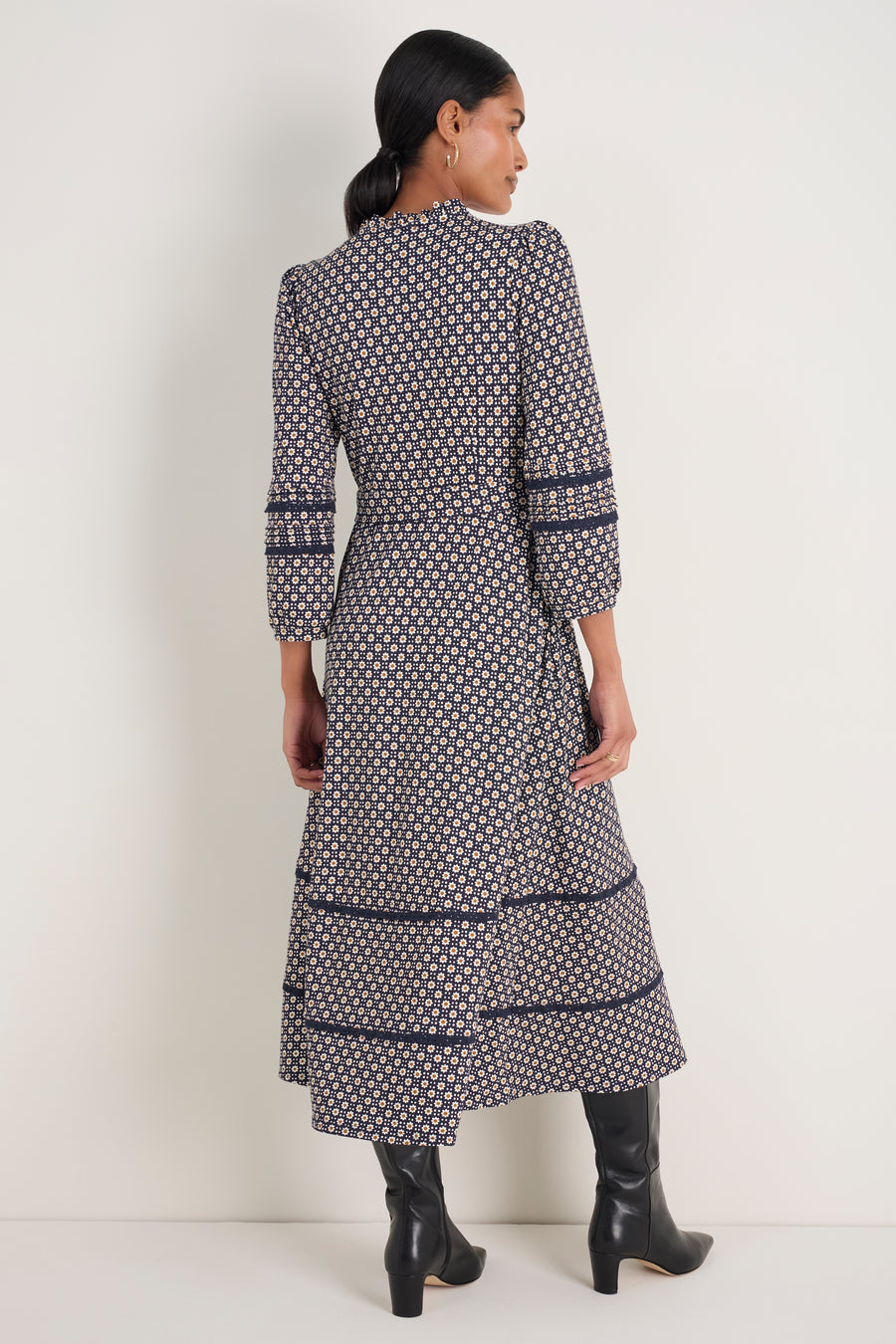 Alina Ponte Dress - Midnight Block Geo