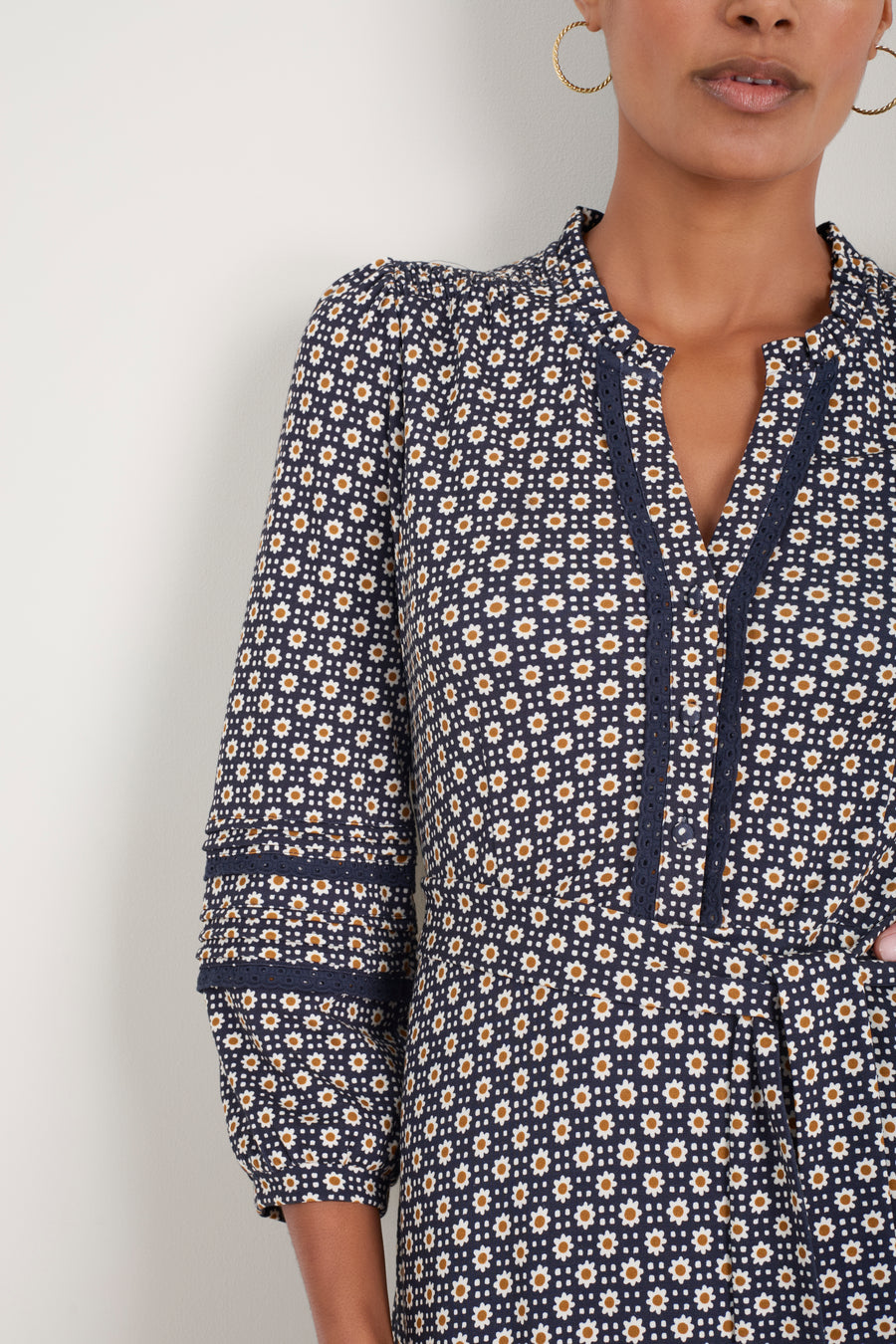 Alina Ponte Dress - Midnight Block Geo