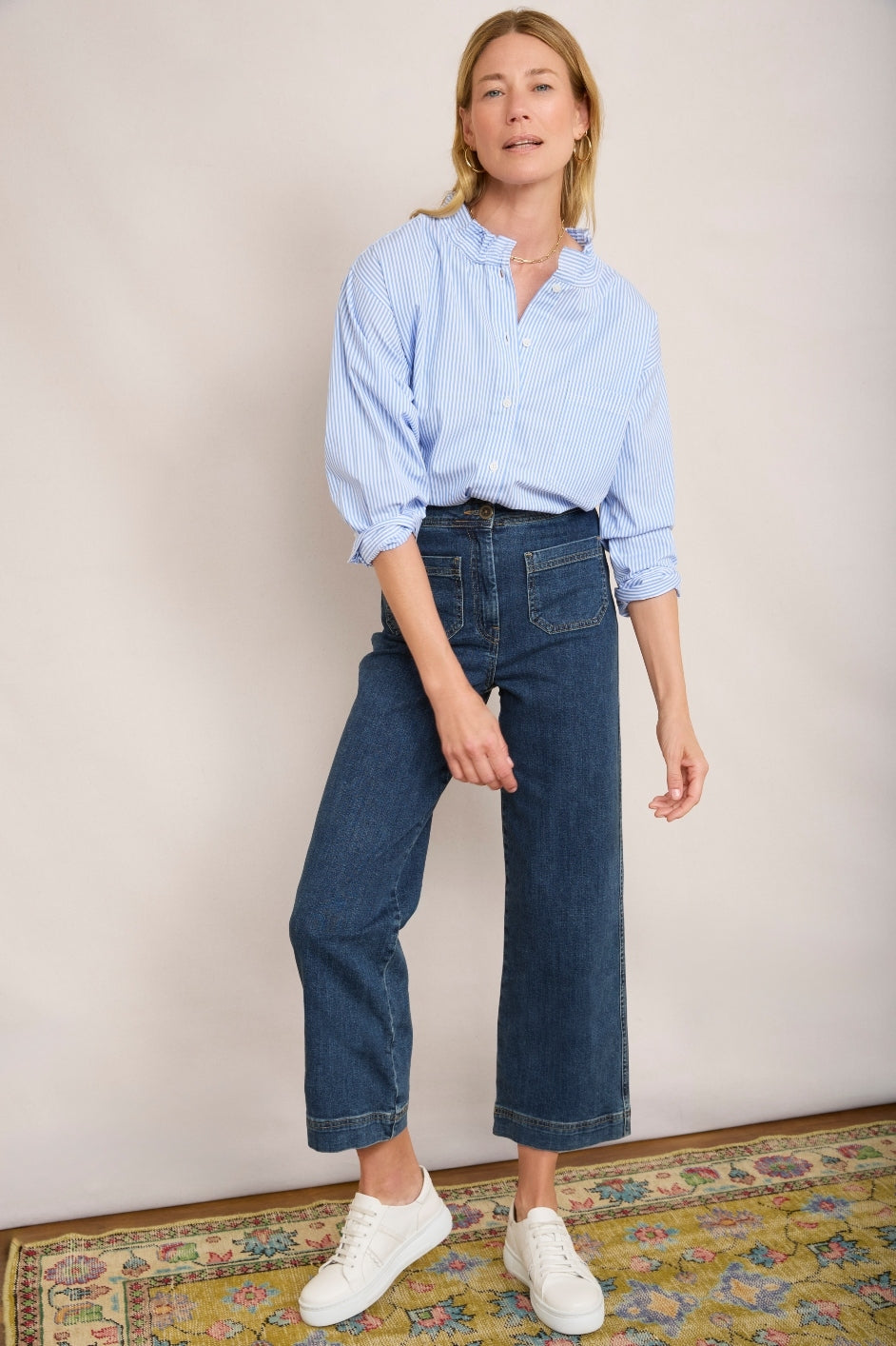 Allie Flare Cropped Jean - Rinse Wash – WYSE London