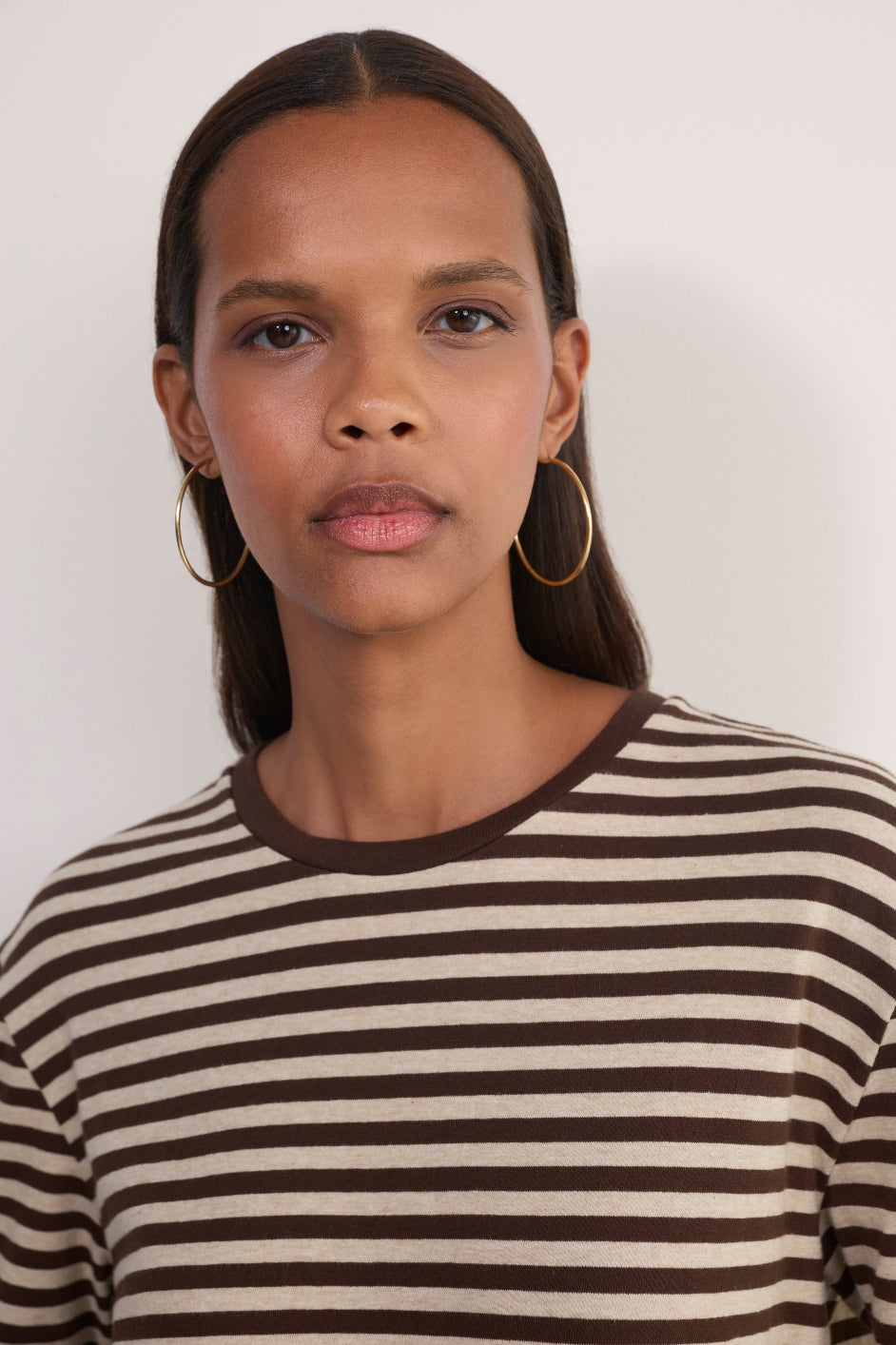 Ally Stripe Oversized Top - Oat/Cocoa Stripe