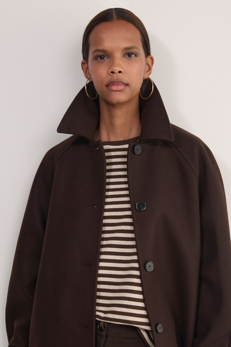 Ally Stripe Oversized Top - Oat/Cocoa Stripe