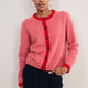 Amalie Cardigan - Pink/Red Trim
