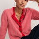 Amalie Cardigan - Pink/Red Trim