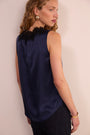 Amelie Silk Satin Lace Cami - Midnight/Black