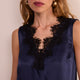 Amelie Silk Satin Lace Cami - Midnight/Black