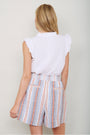 Angeline Short - Tan/Blue Stripe