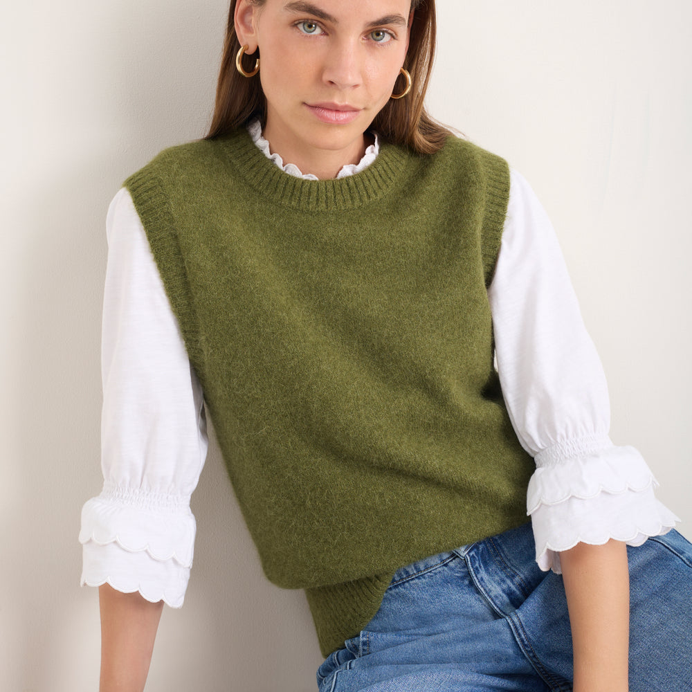 Anna Fluffy Tank - Deep Olive