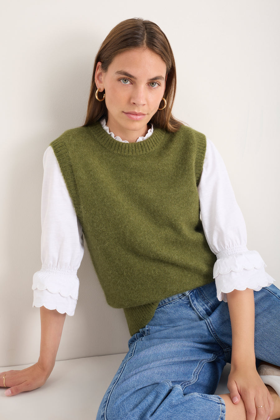 Anna Fluffy Tank - Deep Olive