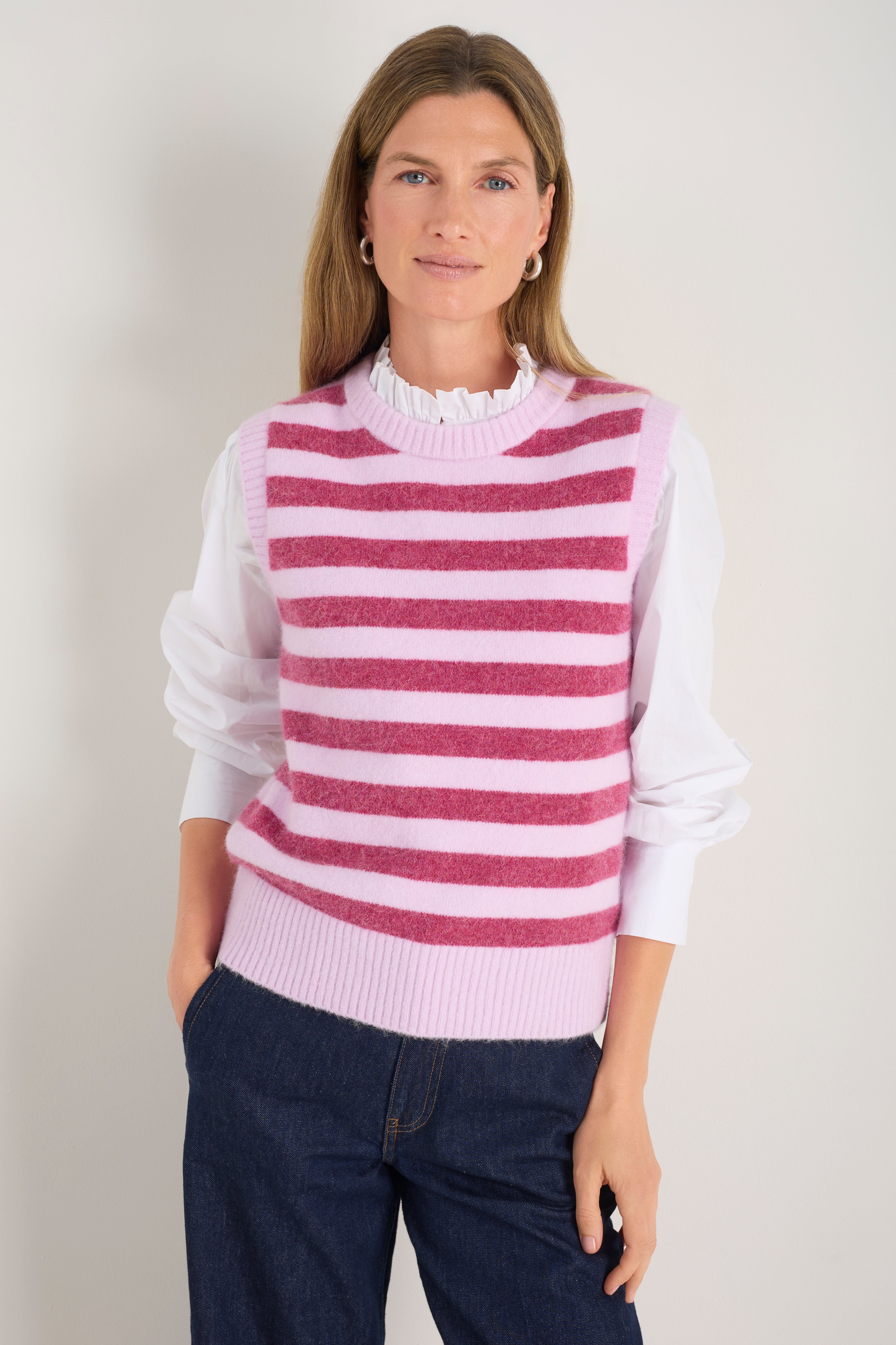 Anna Fluffy Tank - Raspberry/Light Pink