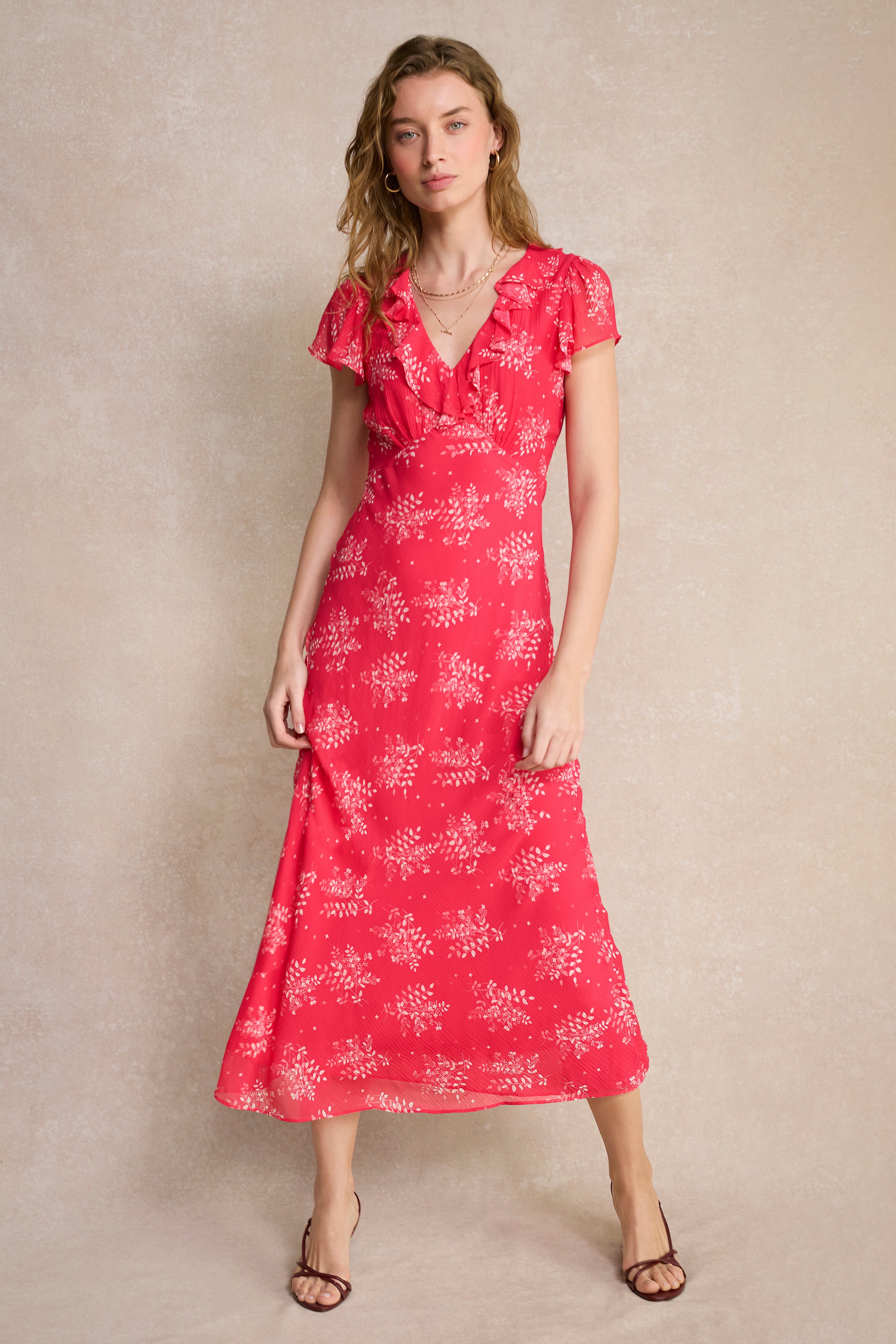 Annabelle Silk Blend Dress - Peony Whimsical Sprig