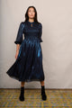 Ari Silk Blend Lame Dress - Blue