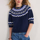 Aria Short Sleeve Jumper - Midnight/Cobalt/Ivory Fairisle