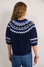 Aria Short Sleeve Jumper - Midnight/Cobalt/Ivory Fairisle