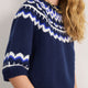Aria Short Sleeve Jumper - Midnight/Cobalt/Ivory Fairisle