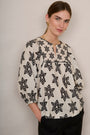 Asley Geo Blouse - Ivory/Black Ikat