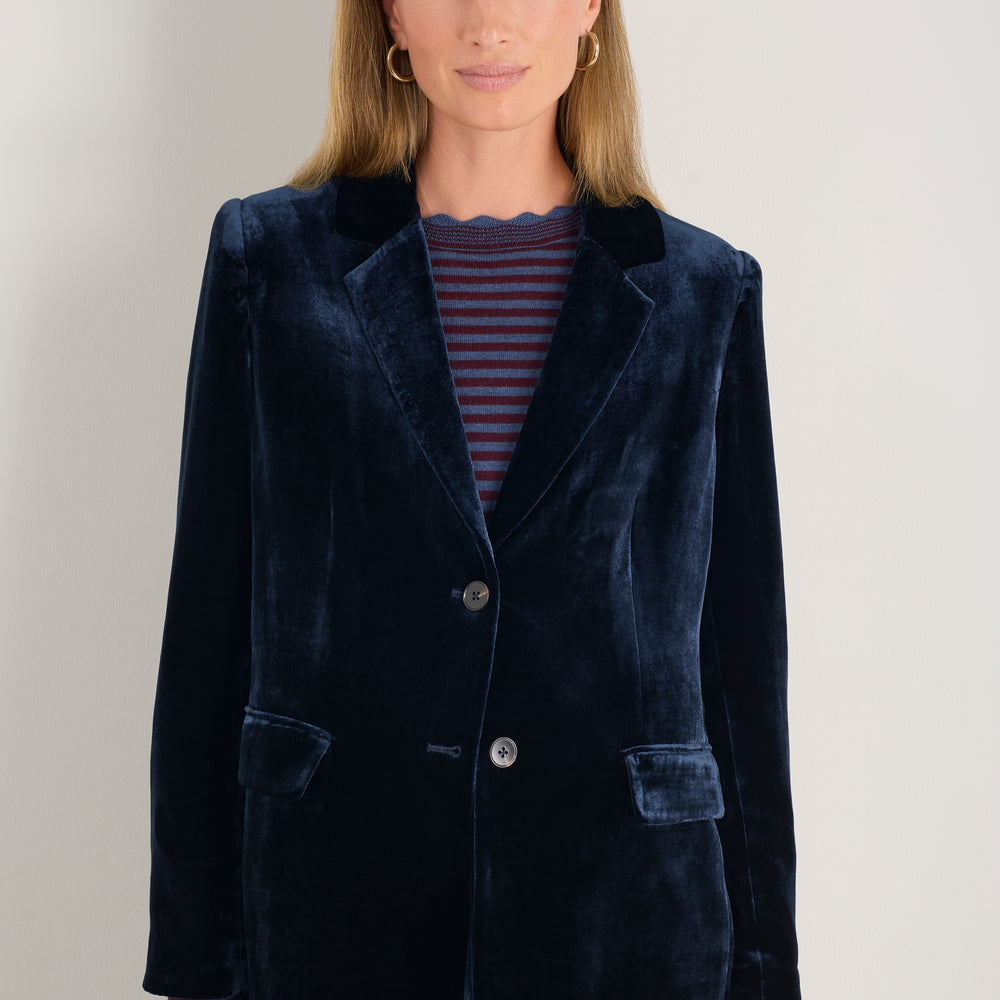 Aurora Silk Velvet Jacket - Midnight