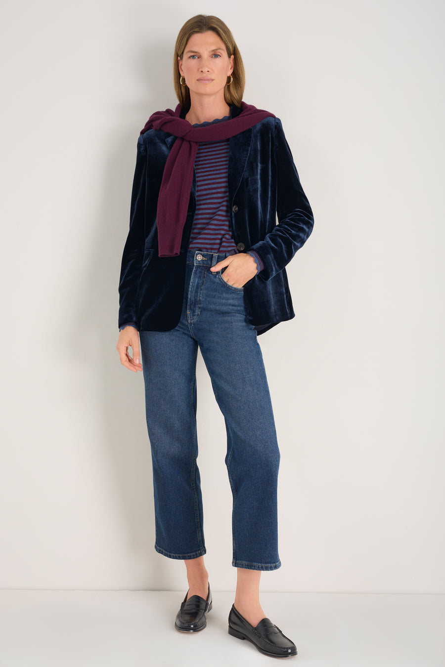 Aurora Silk Velvet Jacket - Midnight