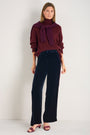 Aurora Silk Velvet Trouser - Midnight/Plum Stripe