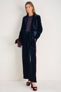 Aurora Silk Velvet Trouser - Midnight/Plum Stripe