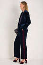Aurora Silk Velvet Trouser - Midnight/Plum Stripe